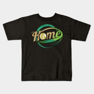 Planet Earth Logo Home surrounded by plants for Earth Day Kids T-Shirt